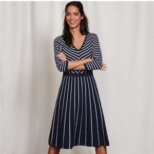 Boden Navy and White Striped Midi Dress